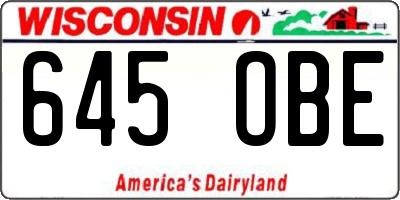 WI license plate 645OBE