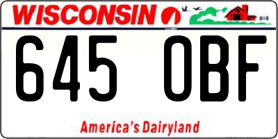 WI license plate 645OBF