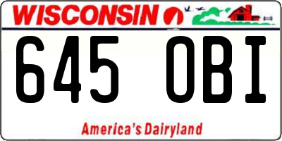 WI license plate 645OBI