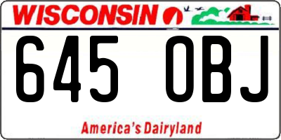 WI license plate 645OBJ