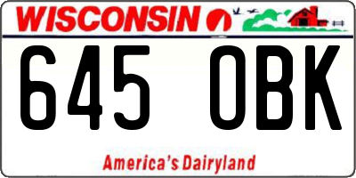 WI license plate 645OBK
