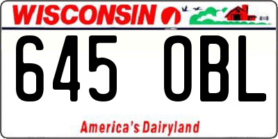WI license plate 645OBL
