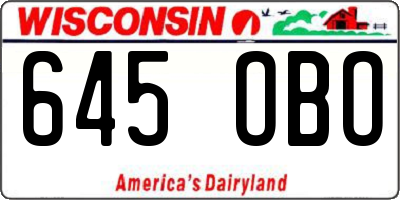 WI license plate 645OBO