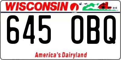 WI license plate 645OBQ