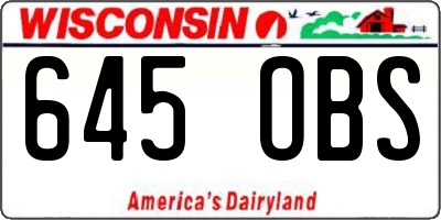 WI license plate 645OBS