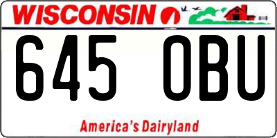 WI license plate 645OBU