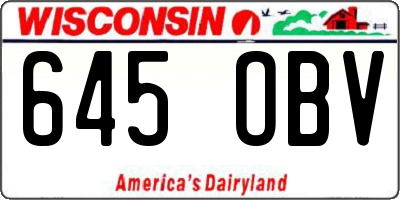 WI license plate 645OBV