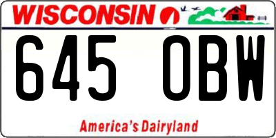 WI license plate 645OBW