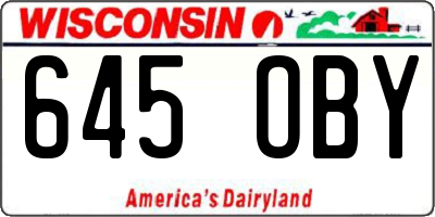 WI license plate 645OBY