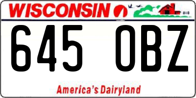 WI license plate 645OBZ