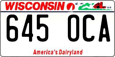 WI license plate 645OCA
