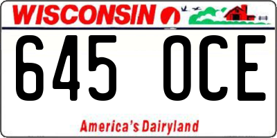 WI license plate 645OCE