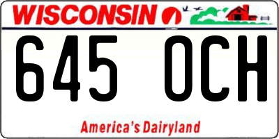 WI license plate 645OCH