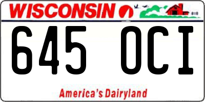 WI license plate 645OCI