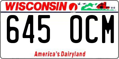 WI license plate 645OCM