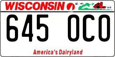 WI license plate 645OCO