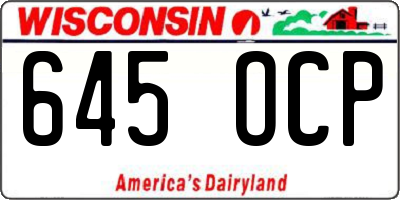 WI license plate 645OCP