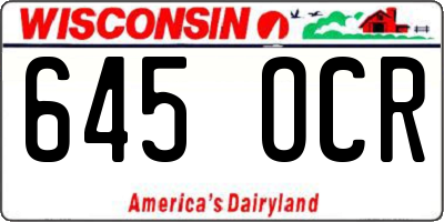 WI license plate 645OCR