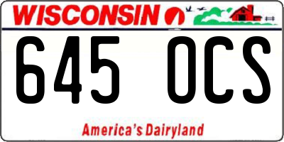 WI license plate 645OCS