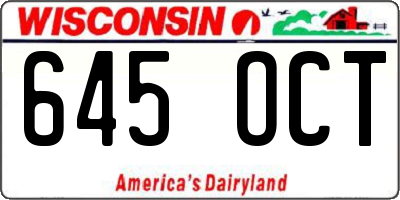 WI license plate 645OCT