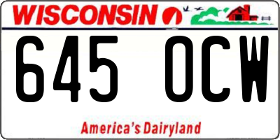 WI license plate 645OCW