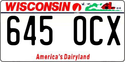 WI license plate 645OCX