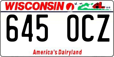 WI license plate 645OCZ