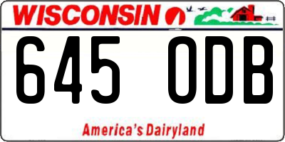 WI license plate 645ODB