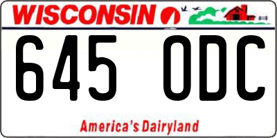 WI license plate 645ODC