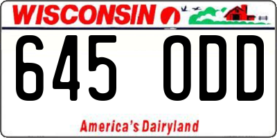 WI license plate 645ODD