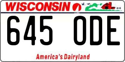 WI license plate 645ODE
