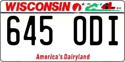 WI license plate 645ODI