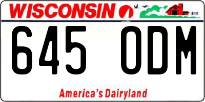 WI license plate 645ODM
