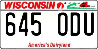 WI license plate 645ODU