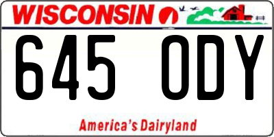 WI license plate 645ODY