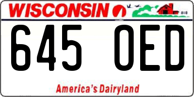 WI license plate 645OED