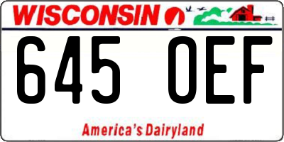 WI license plate 645OEF