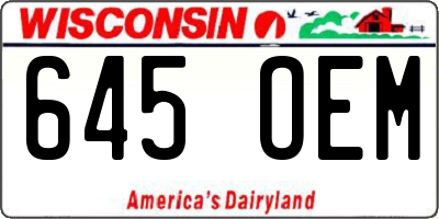 WI license plate 645OEM
