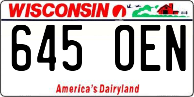 WI license plate 645OEN