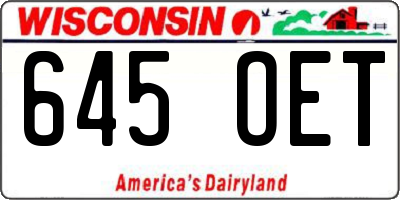 WI license plate 645OET