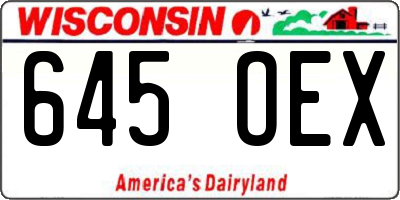 WI license plate 645OEX