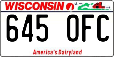 WI license plate 645OFC