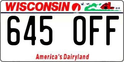 WI license plate 645OFF
