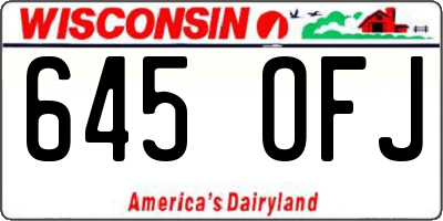 WI license plate 645OFJ
