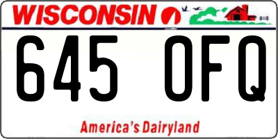 WI license plate 645OFQ