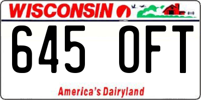 WI license plate 645OFT