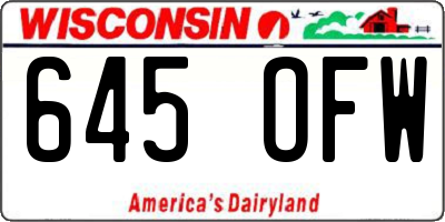 WI license plate 645OFW