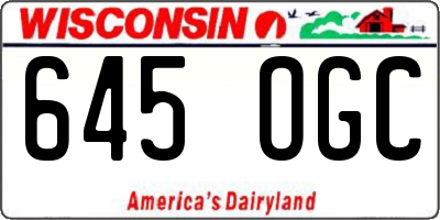 WI license plate 645OGC