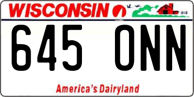 WI license plate 645ONN