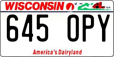 WI license plate 645OPY